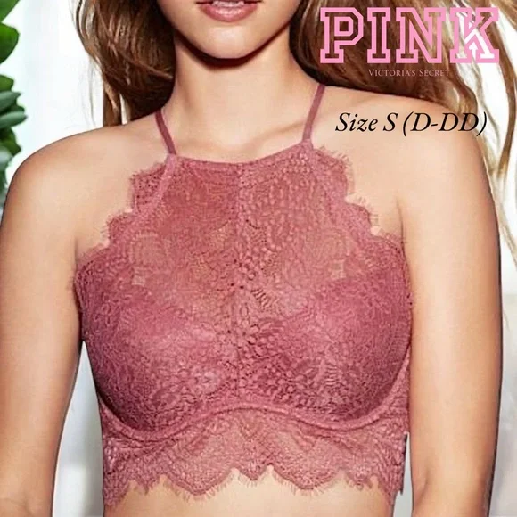 Victoria's Secret PINK Eyelash Lace High-Neck Bralette - Picture 1 of 16
